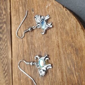 E528 cute opal kitty cat earrings‎